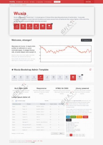 股票网站HTML5红色模板