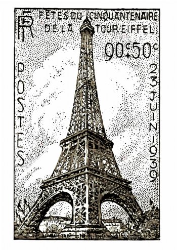 埃菲尔铁塔复古邮票