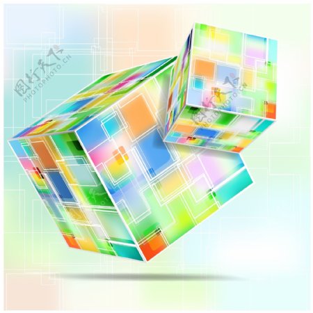 多彩立方体矢量概念素材