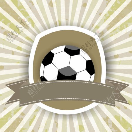 足球或橄榄球徽章与肮脏的射线背景的丝带