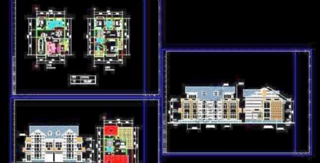 二层带阁楼民用住宅别墅施工设计图9x12