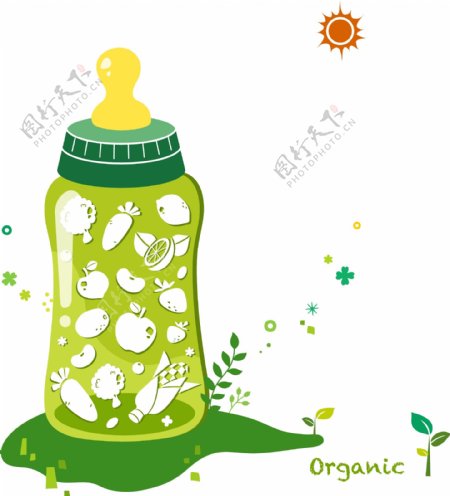 绿色环保素材绿色奶瓶