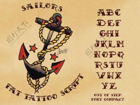 水手的脂肪纹身脚本字体