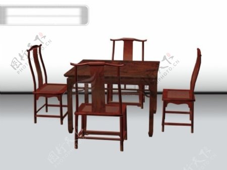 3d古典木质桌椅