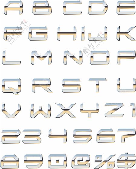 集金属风格的字母矢量艺术