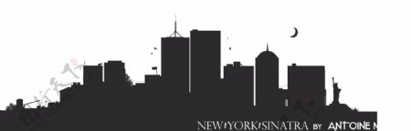 纽约的美国城市剪影矢量素材