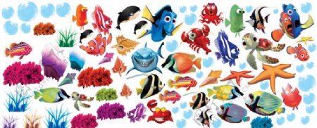 卡通海洋生物鱼类PSD设计素