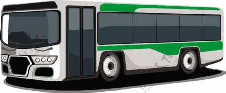 侧视图的公共交通巴士的橙色和白色的颜色