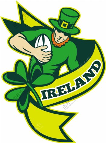 爱尔兰橄榄球运动员妖精帽子的三叶草