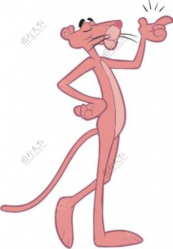 印花矢量图卡通动物粉红豹可爱卡通色彩朱砂红免费素材