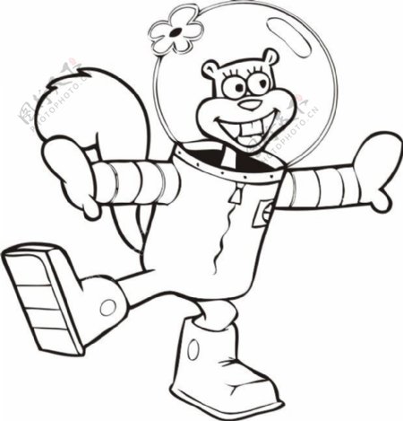 印花矢量图松鼠可爱卡通黑白色太空服免费素材