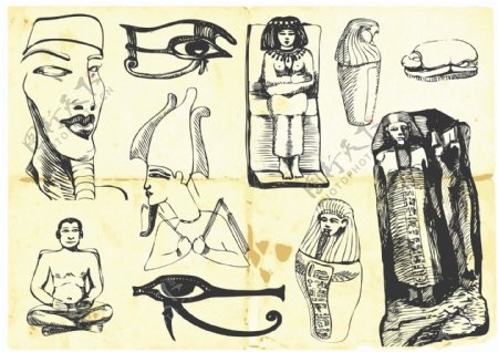 手绘古埃及插图图片