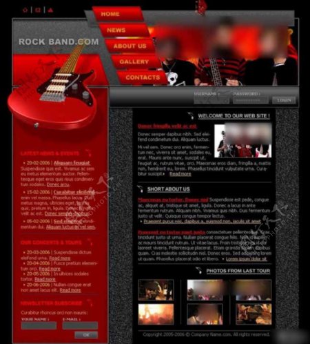 吉他女孩摇滚乐队网页模板