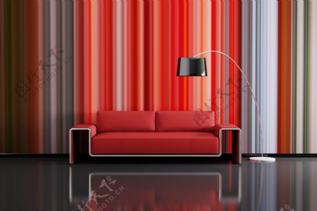 温馨红色沙发图片下载