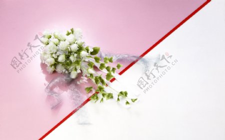 浪漫的婚礼上使用的手花丝带婚纱背景素材