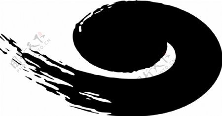 黑色的圆润符号形书法墨染