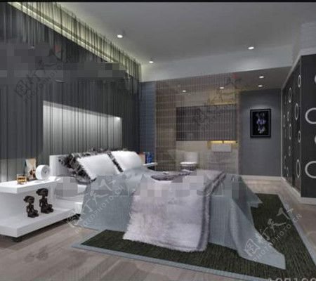 现代简约的银灰色的卧室