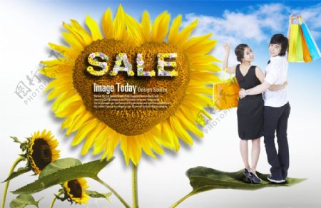 韩国夏天购物销售海报PSD素
