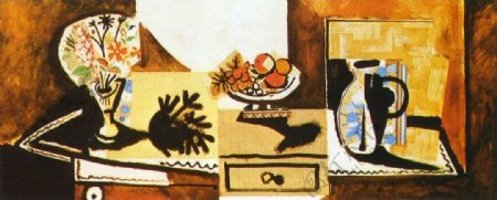 1955Naturemortesurunecommode西班牙画家巴勃罗毕加索抽象油画人物人体油画装饰画