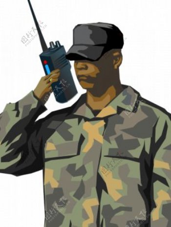 用对讲机无线电载体图像的士兵