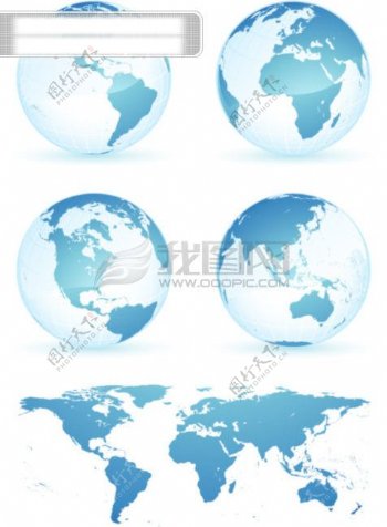 蓝色水晶地球世界地图