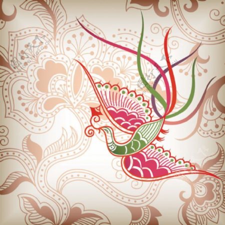 矢量中国传统凤凰花纹