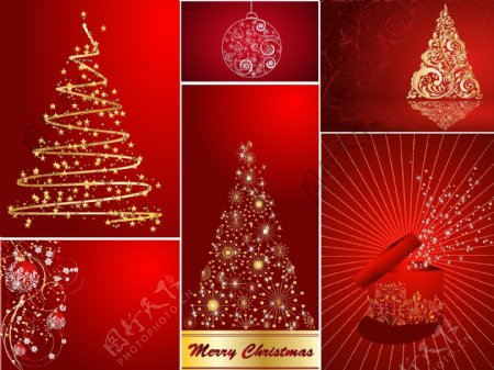 圣诞背景圣诞展板动感光线星光圣诞树图片
