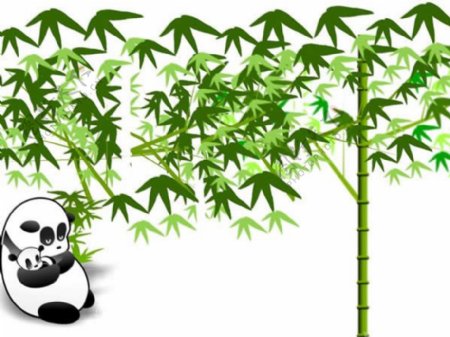 熊猫绿竹背景ppt模板