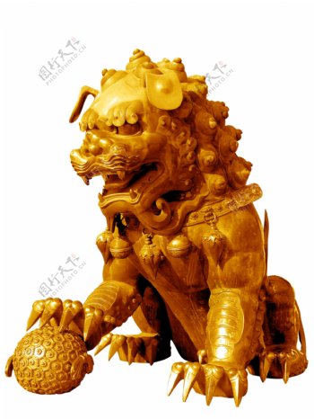 铜鎏金狮子传统文化PSD素材