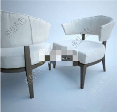 白色木质现代椅子3D模型素材
