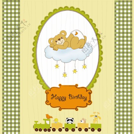 婴儿宝宝生日贺卡花纹边框图片
