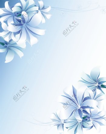 蓝色背景蓝色花朵蓝色浪漫移门图案