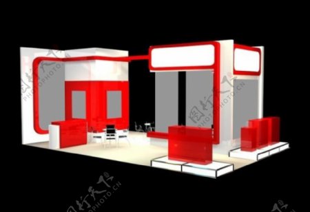 绚丽红色商业展厅设计模型