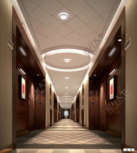 室内设计酒店过道设计高清效果图制作图片