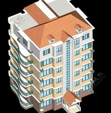 优雅唯美风格住宅楼3D模型素材