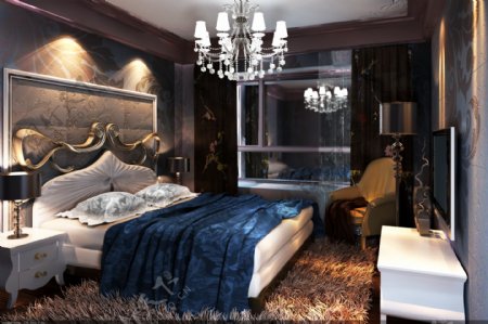新古典卧室3d模型图片
