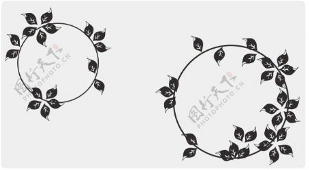 黑色圆环花纹花环素材