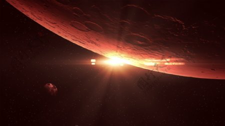 红色行星和太阳的运动背景视频免费下载