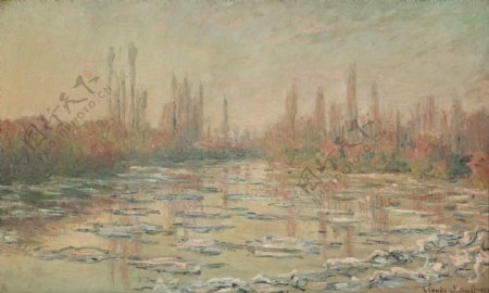 FloatingIce1880风景建筑田园植物水景田园印象画派写实主义油画装饰画