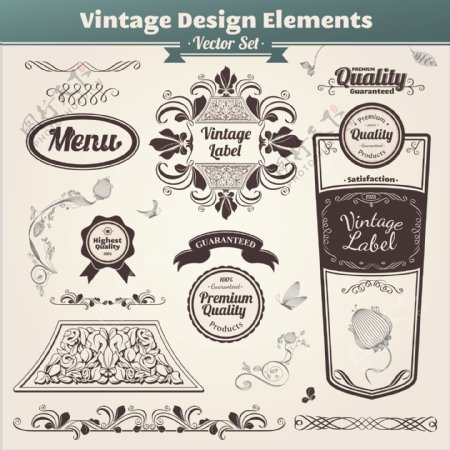 欧式花纹边框标签菜单设计图片