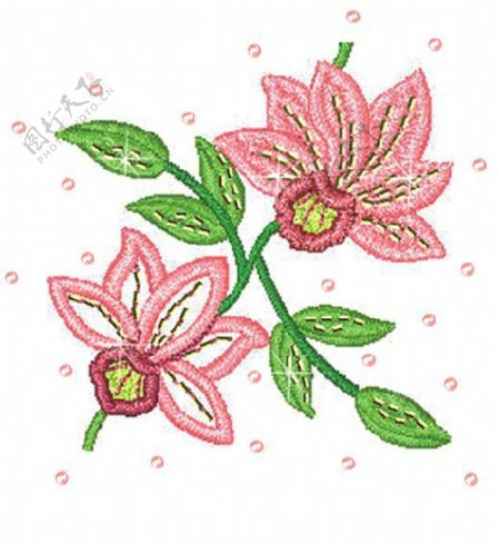 绣花植物花色彩粉红色免费素材