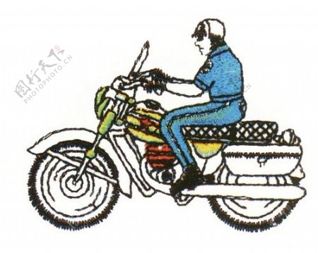绣花男人摩托车比赛免费素材