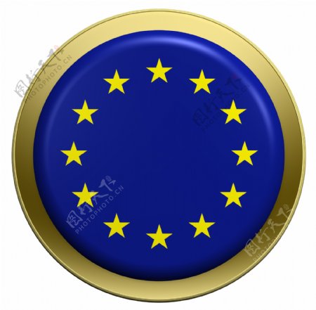 欧洲在圆形按钮国旗白色隔离