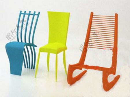可爱的迷人色彩小椅子3D模型1款