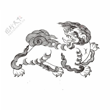 藏式绘画的狮子