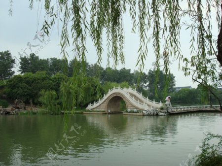 公园里的美丽的石拱桥
