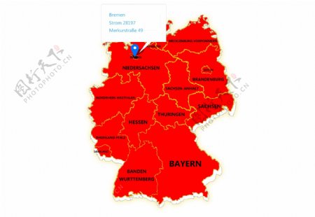 德国三维行政区域地图