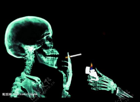 骨骼透视X光吸烟底图图片