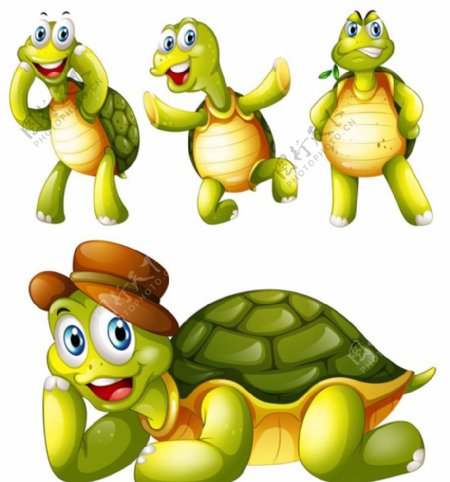 卡通乌龟的各种动作矢图片