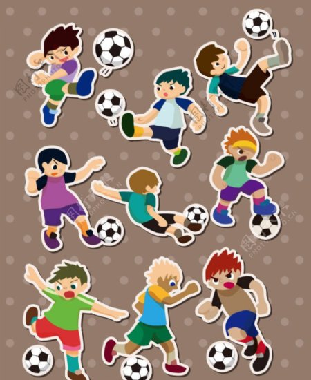 剪纸踢足球的孩子图片